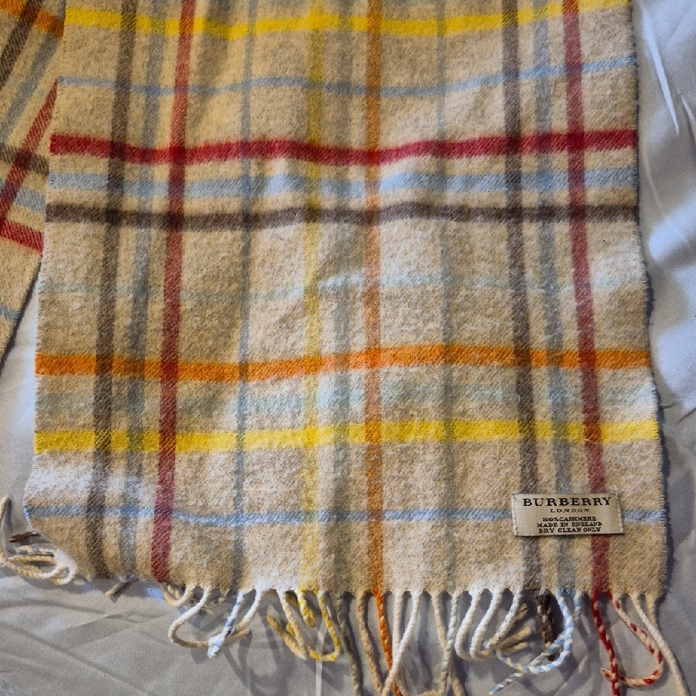 Burberry Beige and Multicolor Checkered Scarf